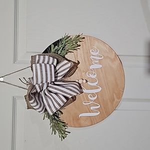 Wooden Hand crafted Round 12" "Welcome" Door hanger or sign